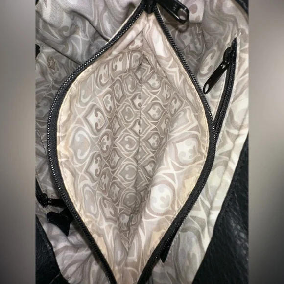 Brighton Black Pebbled Leather and Brown Croc-Embossed Hobo Shoulder Bag - Picture 14 of 16